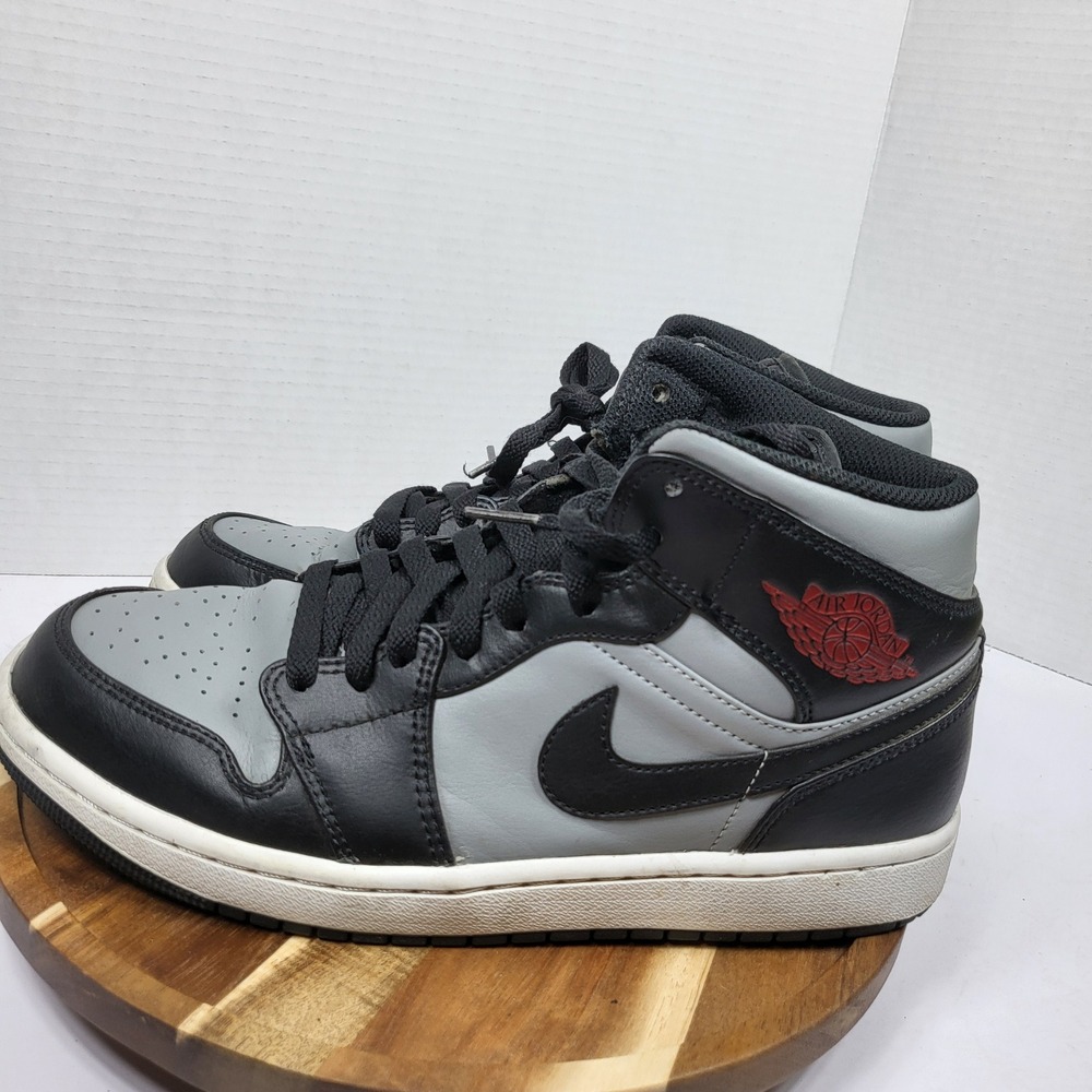 Jordan Air Jordan 1 Mid Mens 9.5 Black Grey Good 554724-096 Shadow Sneakers‎